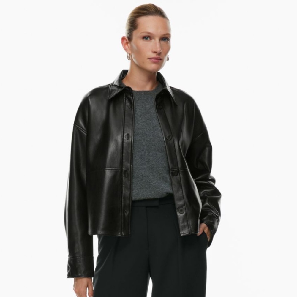 Black PELLI CROPPED SHIRT JACKET Aritzia XS